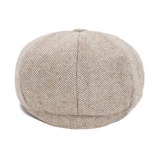 JANGOUL Boys Vintage Newsboy Cap Tweed Flat Beret Cabbie Hat for Kids Toddler Pageboy (54cm(4-5 Years Old), Khaki) - Image 4