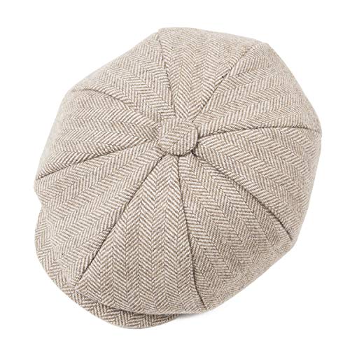 JANGOUL Boys Vintage Newsboy Cap Tweed Flat Beret Cabbie Hat for Kids Toddler Pageboy (54cm(4-5 Years Old), Khaki) - Image 5