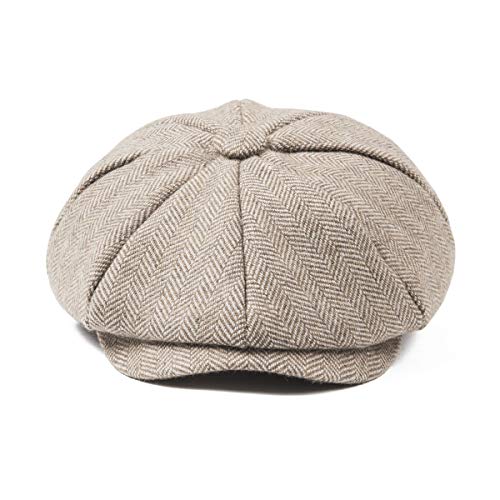 JANGOUL Boys Vintage Newsboy Cap Tweed Flat Beret Cabbie Hat for Kids Toddler Pageboy (54cm(4-5 Years Old), Khaki) - Image 2