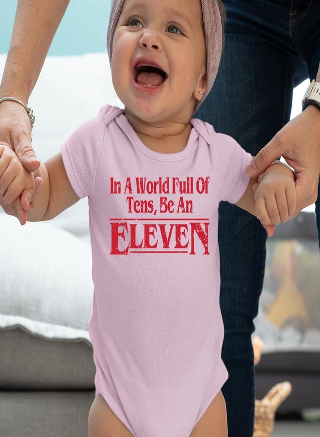The Pxv One-Piece in A World Full of Tens, Be an Eleven Newborn Light Pink Romper - Image 2