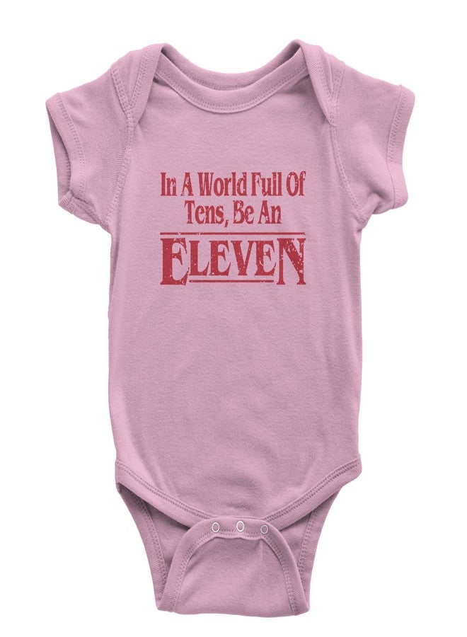 The Pxv One-Piece in A World Full of Tens, Be an Eleven Newborn Light Pink Romper - Image 1