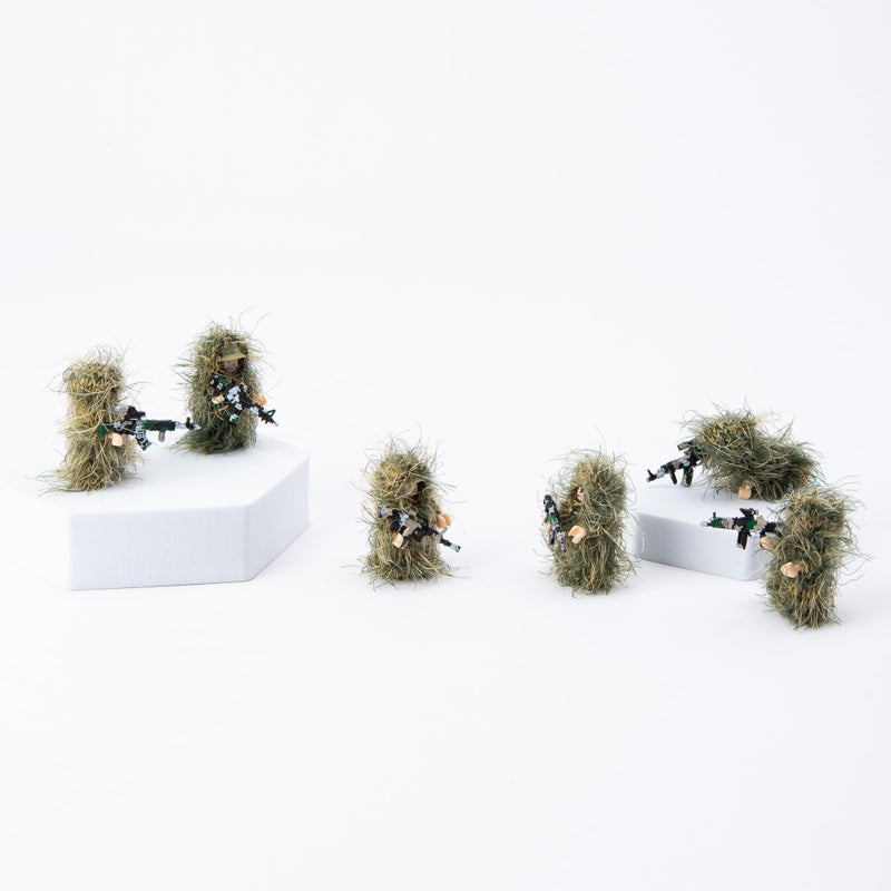 Yanscian Military Camouflage Soldiers, Action Minifigures in Jungle Fatigues, Special Forces Soldier Figures in Ghillie Suit with Weapons and Accessories Gift (6 Included) - Image 3