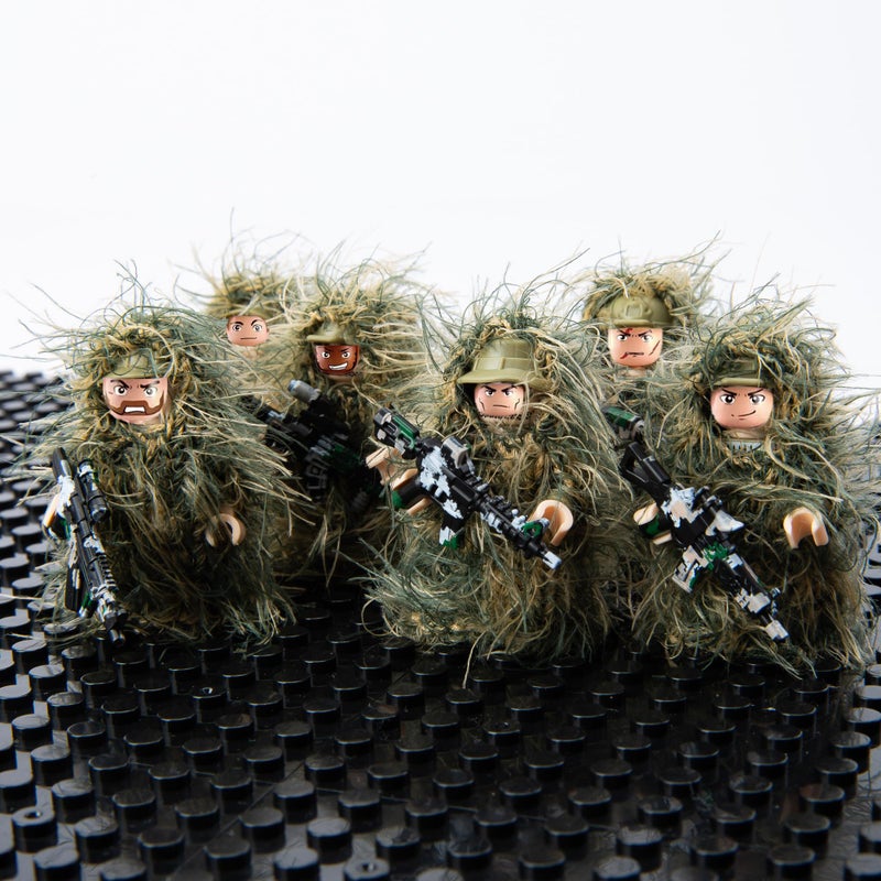 Yanscian Military Camouflage Soldiers, Action Minifigures in Jungle Fatigues, Special Forces Soldier Figures in Ghillie Suit with Weapons and Accessories Gift (6 Included) - Image 4
