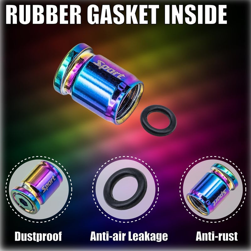 MEAJOO 4 PCS Anti Theft Car Tire Valve Stem Caps, Universal Aluminum Tire Valve Caps with O Ring Rubber Seal Fit for Cars, Trucks, Motorcycles, Bicycles (Colorful) - Image 3
