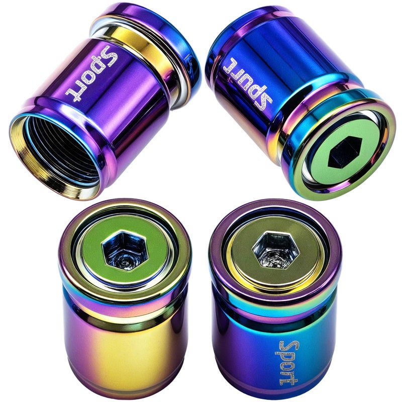 MEAJOO 4 PCS Anti Theft Car Tire Valve Stem Caps, Universal Aluminum Tire Valve Caps with O Ring Rubber Seal Fit for Cars, Trucks, Motorcycles, Bicycles (Colorful) - Image 1