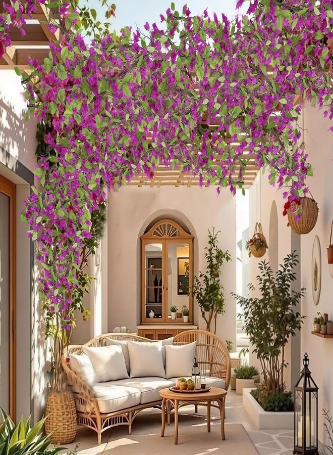 CITYES Artificial Bougainvillea Flowers Garland Purple Silk Bougainvillea Vines UV Resistant Realistic Faux Hanging Flowers Plants for Outdoor Outside Summer Decoration Porch Patio Balcony Yard Wall - Image 3