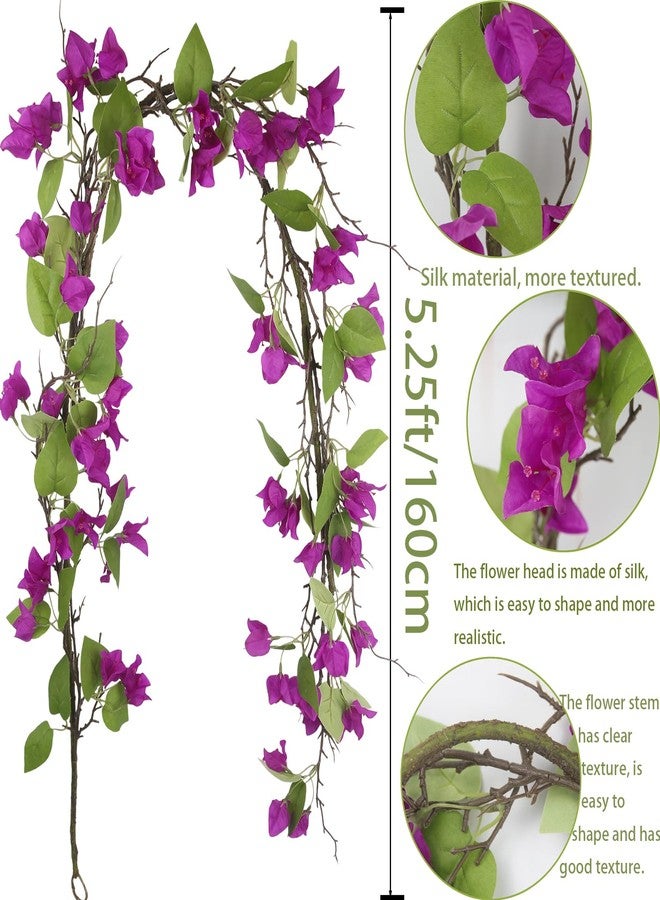 CITYES Artificial Bougainvillea Flowers Garland Purple Silk Bougainvillea Vines UV Resistant Realistic Faux Hanging Flowers Plants for Outdoor Outside Summer Decoration Porch Patio Balcony Yard Wall - Image 2