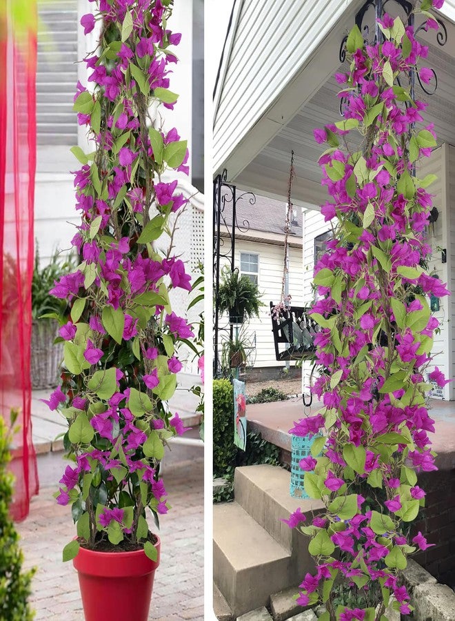 CITYES Artificial Bougainvillea Flowers Garland Purple Silk Bougainvillea Vines UV Resistant Realistic Faux Hanging Flowers Plants for Outdoor Outside Summer Decoration Porch Patio Balcony Yard Wall - Image 4