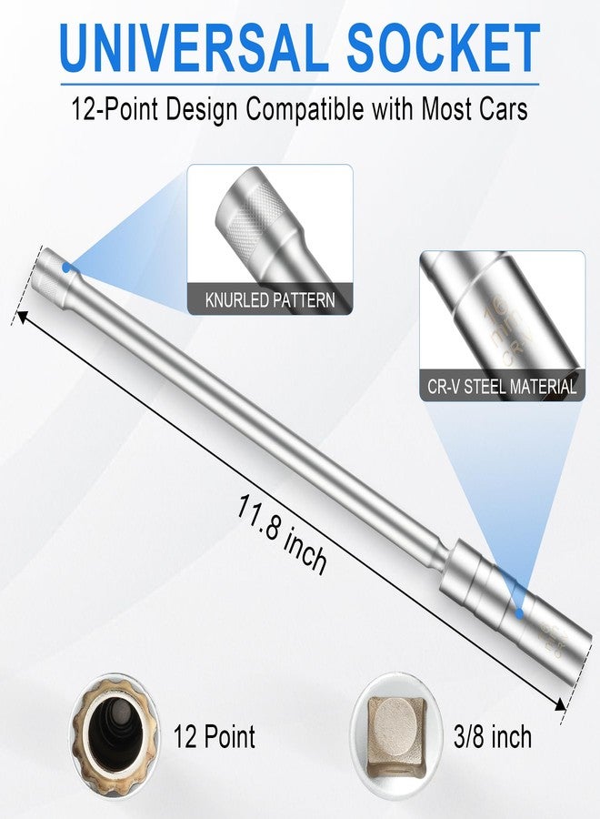 BJSIA 16mm Swivel Magnetic Spark Plug Socket Set, 3/8 Inch Drive Thin Wall Socket, 12-Point Design Compatible with Most Cars - Image 2