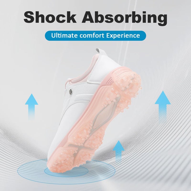 ULTIANT Women Golf Shoes Waterproof Spikeless Indoor Golf Sneakers Outdoor Non-Slip Sport Size 5-10(Pink,37) - Image 4