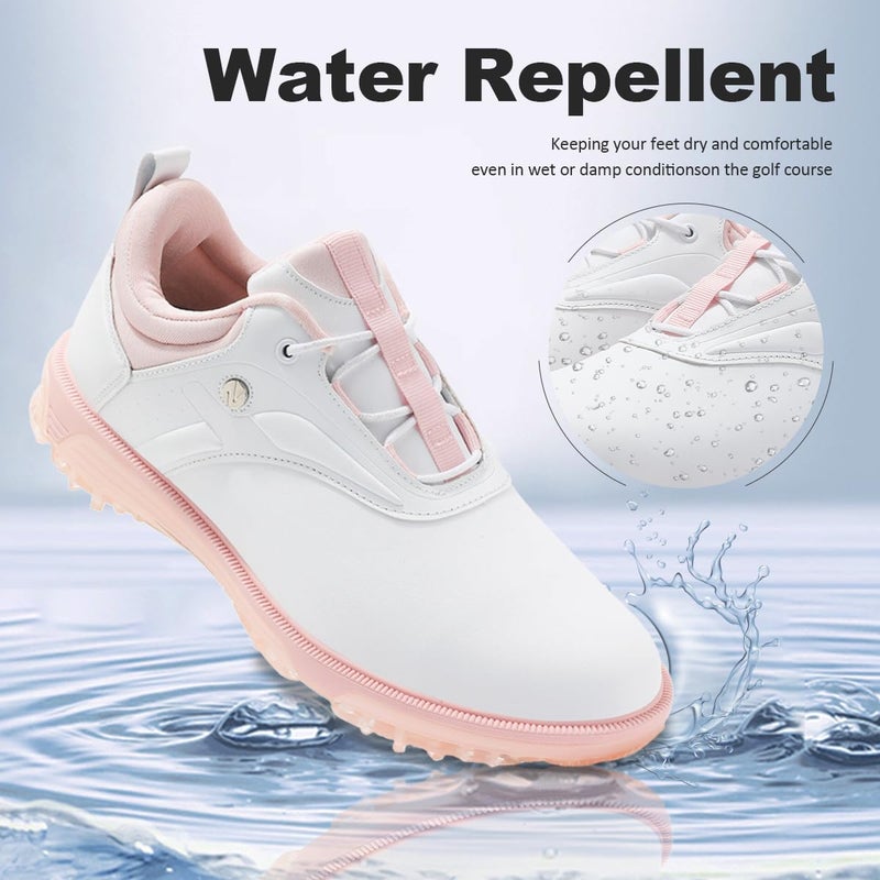ULTIANT Women Golf Shoes Waterproof Spikeless Indoor Golf Sneakers Outdoor Non-Slip Sport Size 5-10(Pink,37) - Image 5