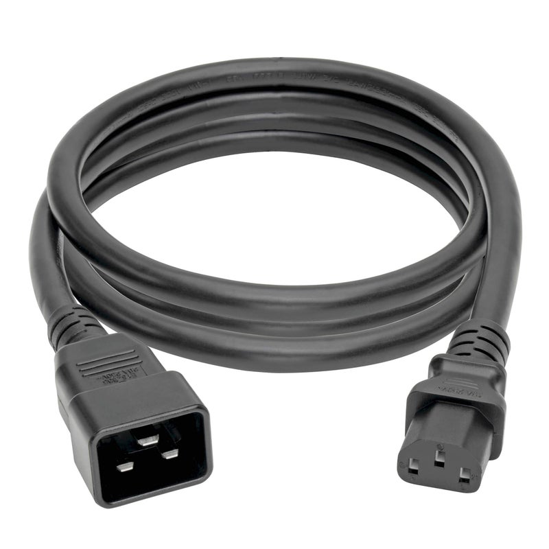 Tripp Lite Heavy Duty Power Cable, C20 to C13 Extension Cord, 14 AWG, 15A 100-250V Computer Cable, 7ft, Black (P032-007) - Image 5