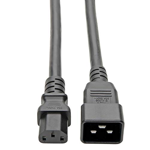 Tripp Lite Heavy Duty Power Cable, C20 to C13 Extension Cord, 14 AWG, 15A 100-250V Computer Cable, 7ft, Black (P032-007) - Image 2
