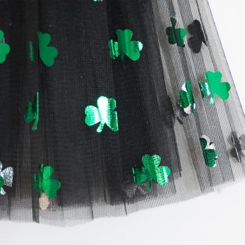 WINROLA 3 Layered Plus Size Tutu Adult Women Green Clover Tutu Skirt Teens Shamrock Irish Party St. Patrick’s Day Tutu (US, Alpha, 3X-Large, Regular, Regular, Black) - Image 4