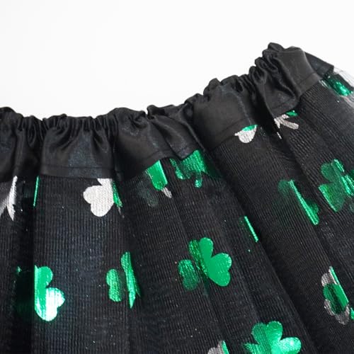 WINROLA 3 Layered Plus Size Tutu Adult Women Green Clover Tutu Skirt Teens Shamrock Irish Party St. Patrick’s Day Tutu (US, Alpha, 3X-Large, Regular, Regular, Black) - Image 3