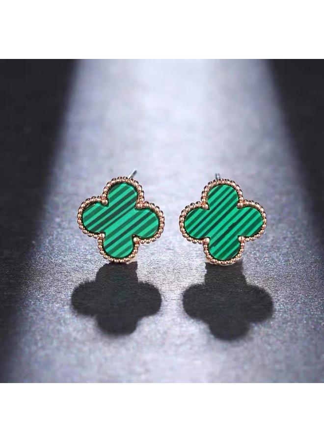 Net Celebrity New High Version Four-leaf Clover Side Slot Earrings Female Fritillaria Joker Earrings Piercing Jewelry Outlet 
