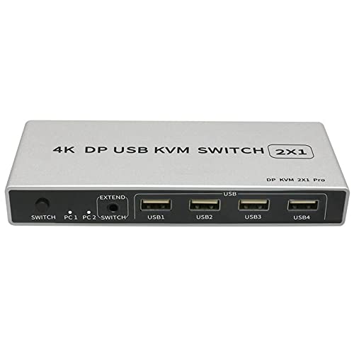 Tobo Display Port KVM Switch 4K/60Hz, Dual-Port DP 1.2 KVM Switcher 2 in 4 Out for Sharing Printer Keyboard Mouse (4K-DP-KVM-Swich) - Image 1