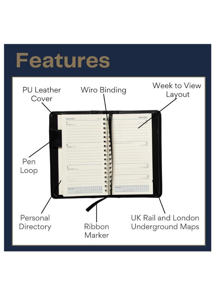 Collins - Collins Elite Mid Year Diary Planner Pocket Week to View Academic Year 2024-25 - Black - Weekly Mid Year Journal for Students, Teachers and Academics - 1165VM.99-2425 - July 2024 to July 2025 - Image 1