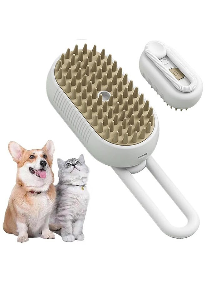 Neostyle 3 in 1 Cat Steam Brush, One Button Spray Pet Hair Removal Tool, 360 ° Rotary Handle, Dog Hair Brush to Remove Tangles and Eliminate Flying Hairs(white)  - Image 1