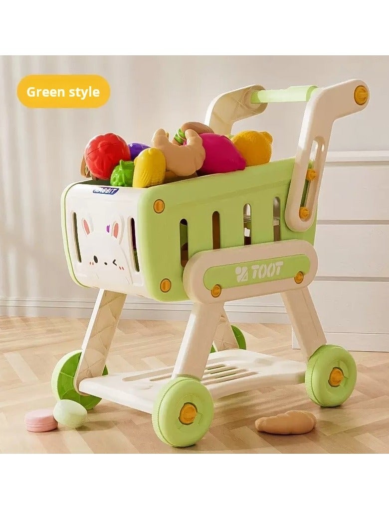 Children's kitchen double-layer storage kitchen trolley toy - 13-piece set, role-playing and life skills training  - Image 1