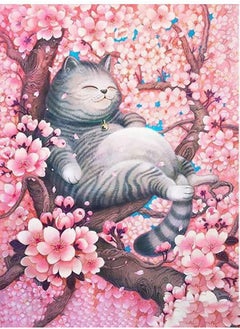 Excefore Cat Flowers 5D Diamond Painting Numbers Kit, Paint Round Diamond Beads Full Drill Canvas Wall Home Decoration Gift, DIY for Adults & Kids  - Image 1