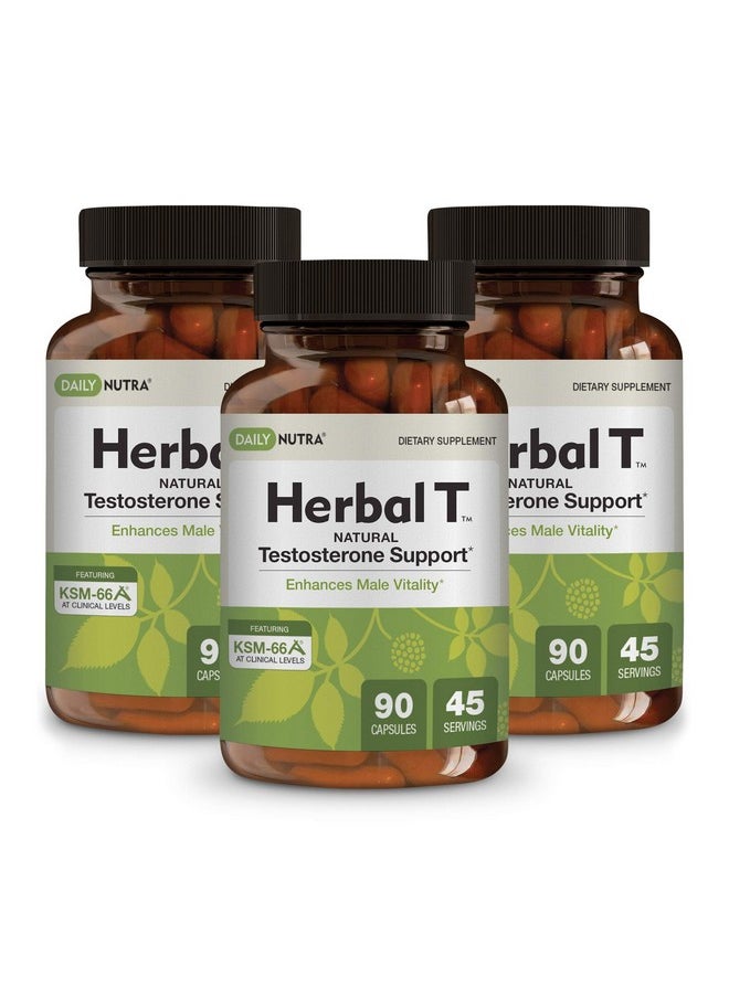 DailyNutra Herbal T Men’s Health Formula Supplement for Endurance, Vitality, & Healthy Aging - with KSM-66 Ashwagandha, Tongkat Ali, Tribulus, Eleuthero, & Horny Goat Weed (3-Pack)  - Image 1