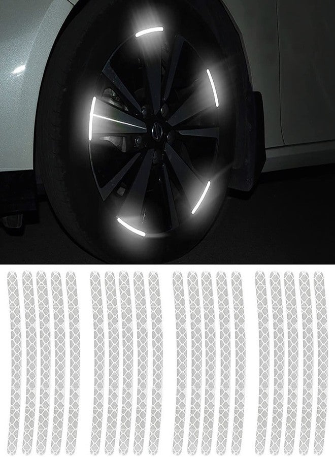 CarFrill 20pcs Reflective Wheel Rim Stripe Decal Sticker for Car Motorcycle Wheels Cycling Bike Bicycle Night Safety Decoration Stripe Universal Anti-Scratch Reflective Rim Sticker (White) - Image 5