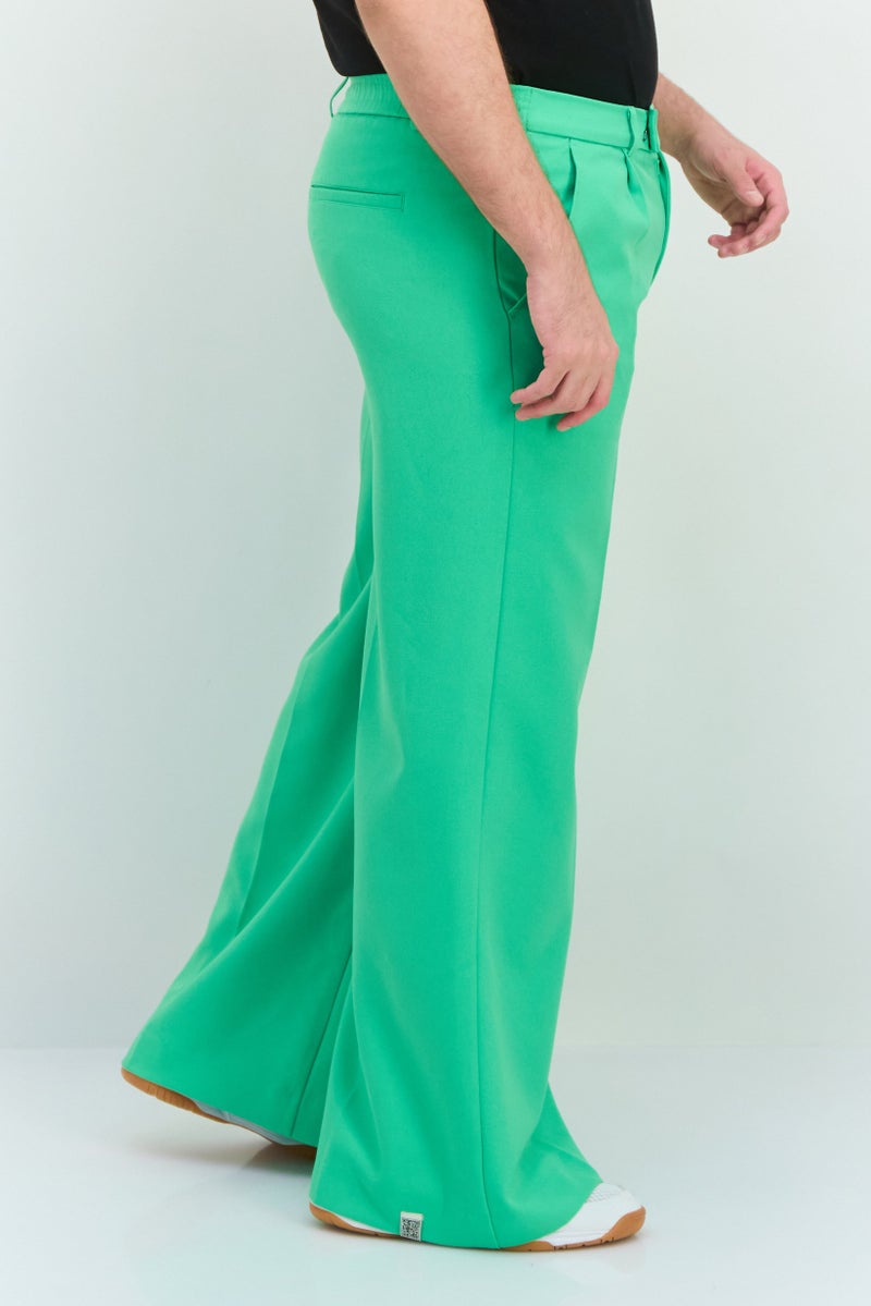 The Giving Movement Men Regular Fit Brand Logo Wide Leg Pants, Green - Image 2