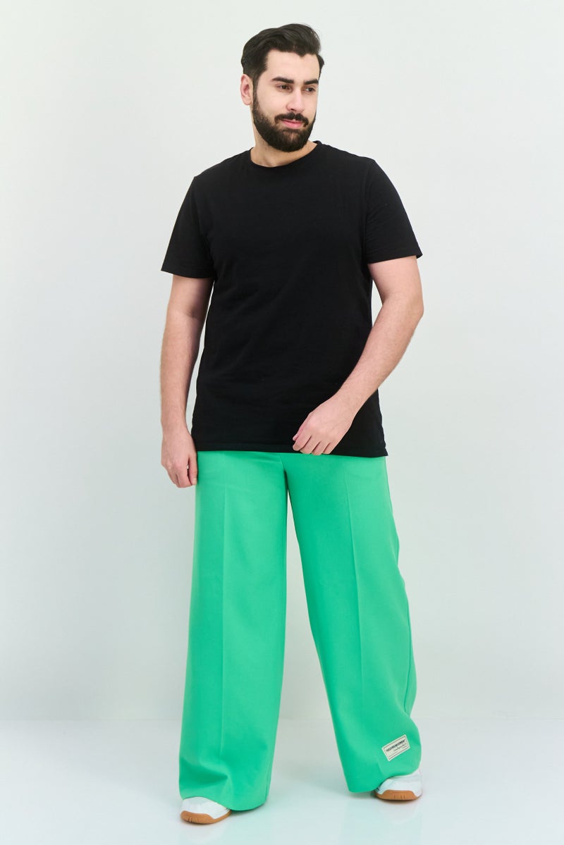 The Giving Movement Men Regular Fit Brand Logo Wide Leg Pants, Green - Image 4