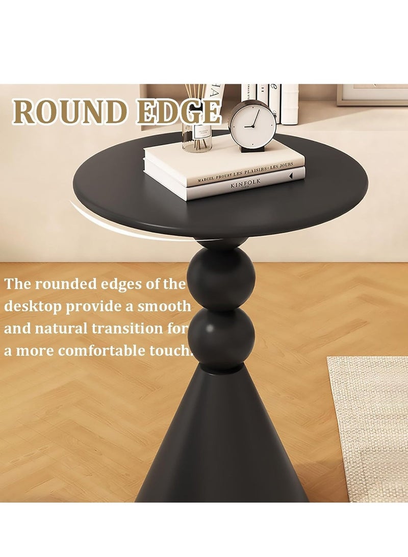 WALALLA Round End Table, Iron Structure Side Table small round table for Living Room, Modern Home Décor Bedside Table Retro Circle Center Table Coffee Table, for Bedroom Outdoor Indoor, Black - Image 4