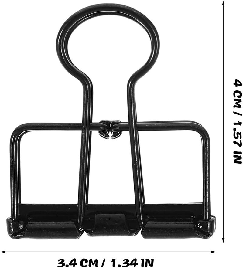 Operitacx 10pcs Medium Black Alloy Binder Clips Metal Paper Clamps for Office Document Organization and School Paperwork - Image 2
