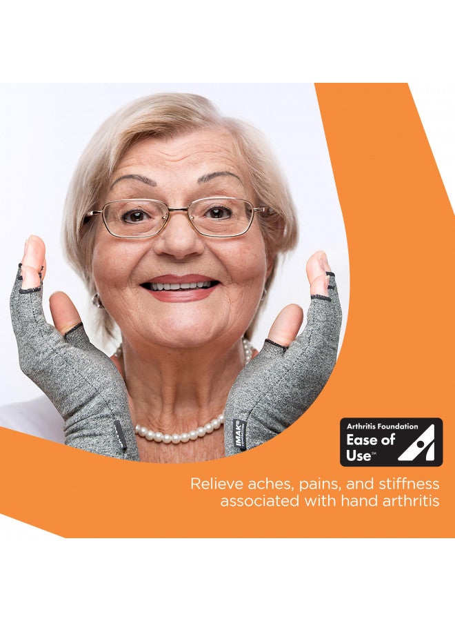 IMAK Brownmed Compression Arthritis Gloves - Compression Gloves for Arthritis & Joint Pain Support - Men's & Women's Fingerless Gloves to Support Circulation - Grey - X-Large - Image 2