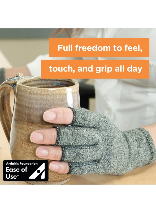 IMAK Brownmed Compression Arthritis Gloves - Compression Gloves for Arthritis & Joint Pain Support - Men's & Women's Fingerless Gloves to Support Circulation - Grey - X-Large - Image 4