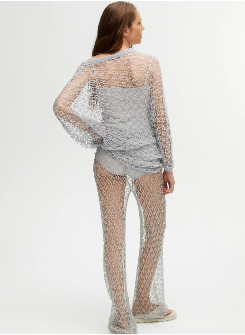 نوكتورن Glitter Thread Fishnet Trousers