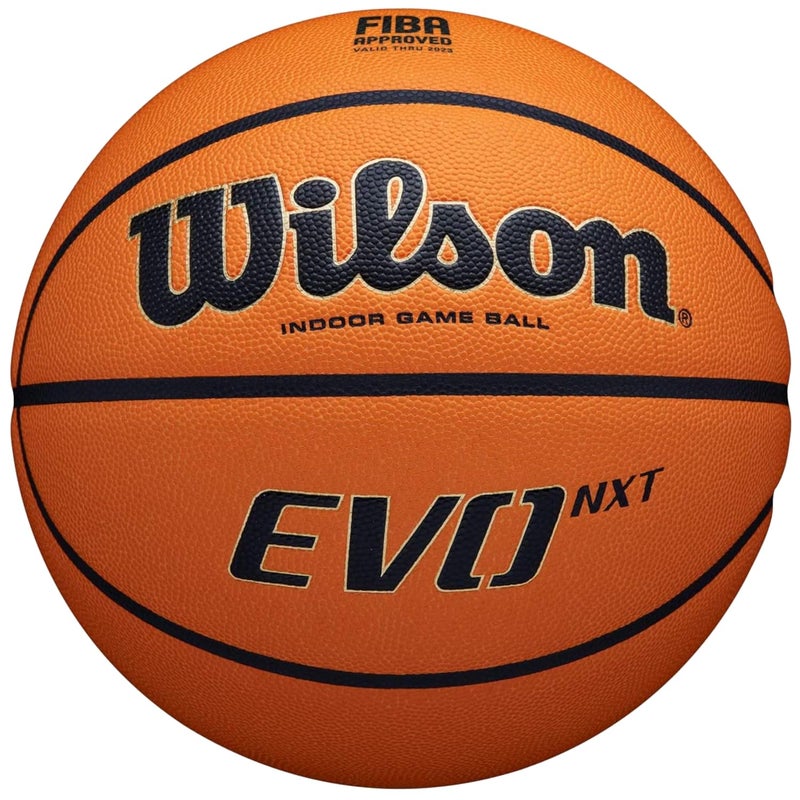 Wilson Basketball EVO NXT FIBA Game Ball, Mixed Leather, Ideal for Indoor, Size 7, Brown, WTB0965XB - Image 1