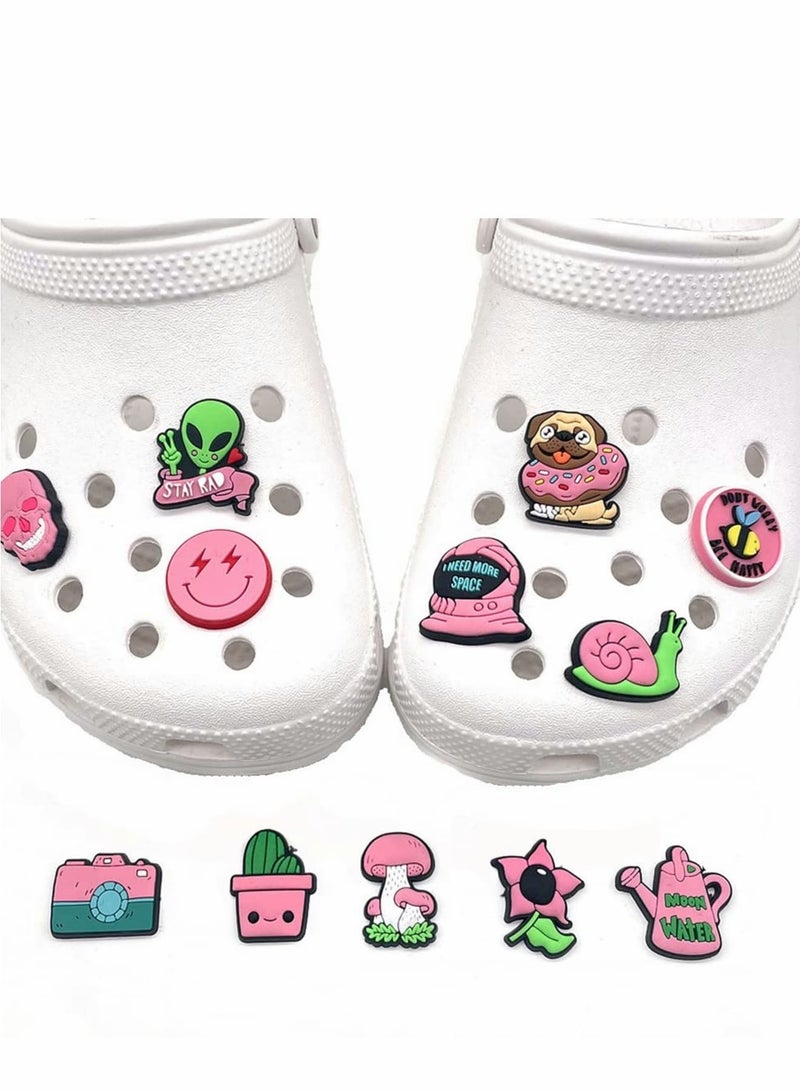 SOLARAE Croc Charms Jibbitz Shoe Charms Soft PVC Cartoon Croc Charms Fit for Clog Sandal Bracelet Wristband Trendy Croc Charms Designer Adult Teen Girls Women Party Favor Birthday Gifts 12 PCS Pink - Image 3