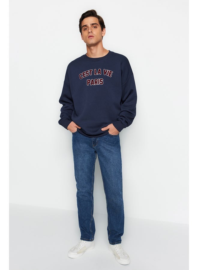 trendyol Dark Blue Straight Fit Jeans Denim Trousers TMNAW24JE00024 - Image 2