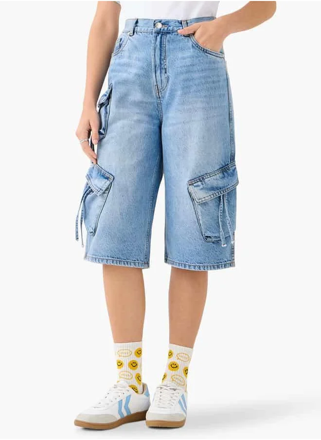 لي كوبر Lee Cooper Relaxed Fit Denim Shorts with Pockets