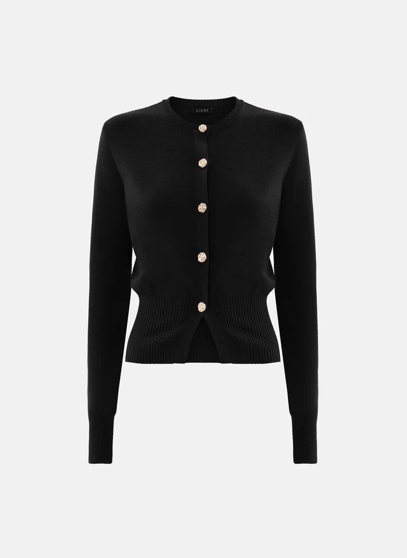 Lichi  Knitted cardigan with golden buttons for Women | Best Price UAE