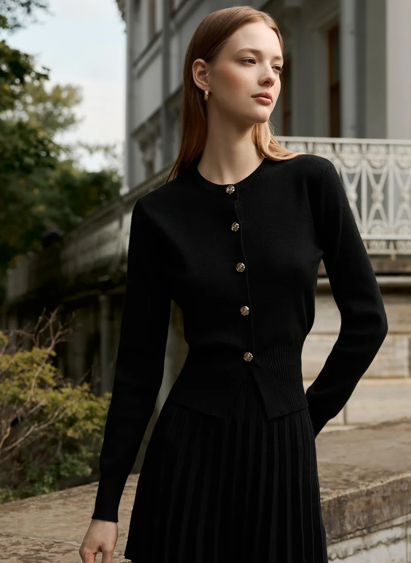 Lichi  Knitted cardigan with golden buttons for Women | Best Price UAE