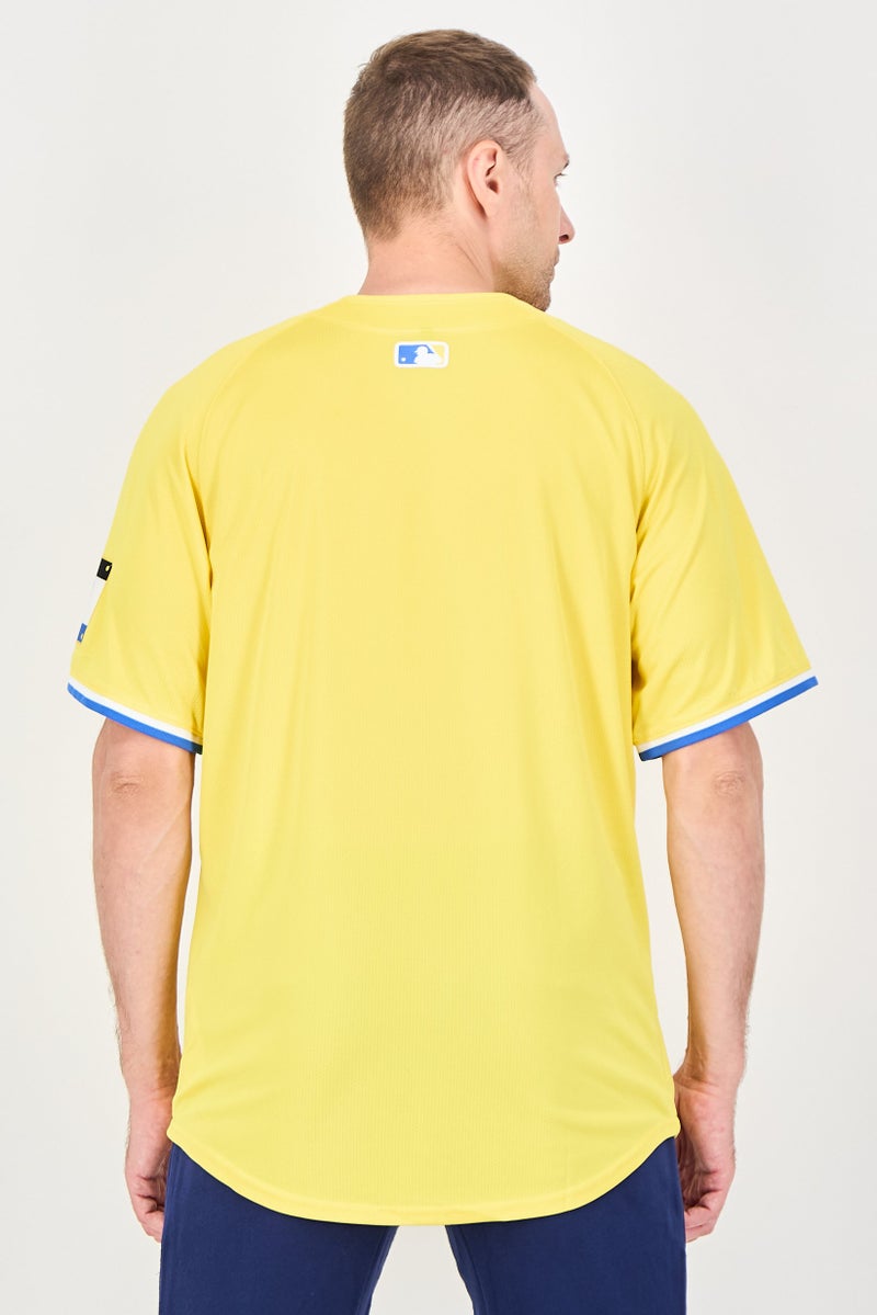Nike x MLB Men Sportswear Fit Boston Red Sox City Connect Short Sleeve Baseball Jersey, Yellow - Image 3