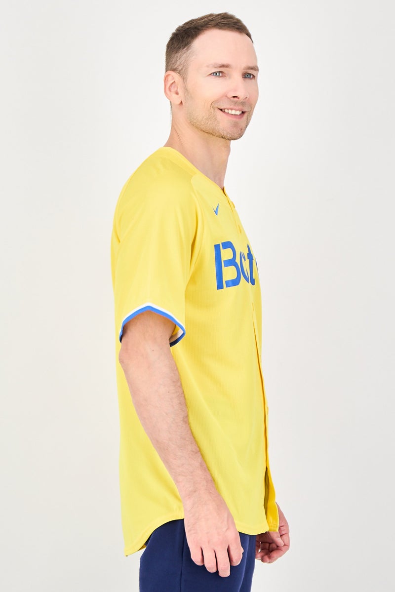 Nike x MLB Men Sportswear Fit Boston Red Sox City Connect Short Sleeve Baseball Jersey, Yellow - Image 2