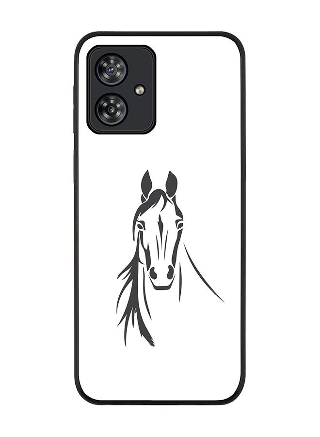 Stylizedd Rugged Black edge case for Motorola Moto G54 / Motorola Moto G54 Power / Motorola Moto G64 5G, Slim fit Flexible Thin Cover - Arabian Stallion - Image 1