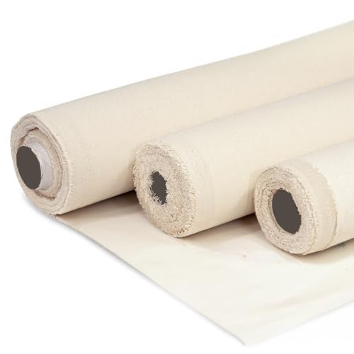Barcelonetta Canvas Fabric Cotton Duck Thick Heavy Natural 12oz 62 Wide Arts Crafts Backings Covers Placemats 2 Yard - Image 1