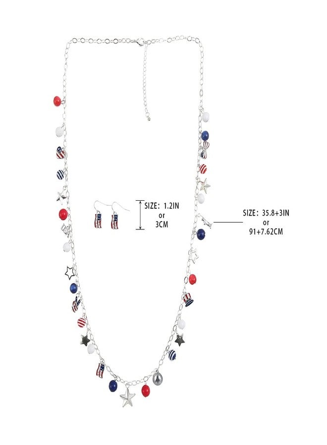 Madison Tyler American Flag Necklace Earrings for Women | 4th of July Heart Star Uncle Sam Hat USA Bead Pendant Necklace Dangle Earrings | Patriotic Independence Day Jewelry Set 2PCS - Image 5