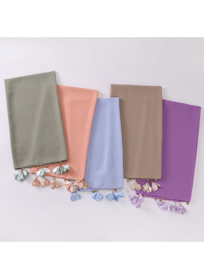 Nariele New Handmade Alloy Heart-Shaped Flower Pearl Chiffon Headscarf - Image 5