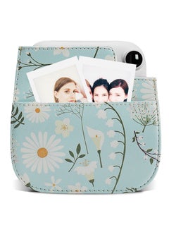 O Ozone Protection Case Bags for Fujifilm Instax Mini 9 8 8+ 11 Case PU Leather Instant Camera Cover with Adjustable Strap Flowers Light Blue  - Image 5