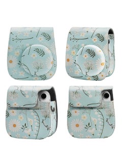 O Ozone Protection Case Bags for Fujifilm Instax Mini 9 8 8+ 11 Case PU Leather Instant Camera Cover with Adjustable Strap Flowers Light Blue  - Image 3