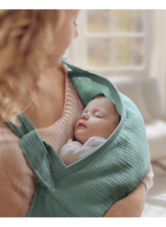 Blissful Diary غطاء رضاعة موسلين يوميات السعادة للرضاعة الطبيعية، غطاء رضاعة قابل للتنفس مع ياقة مقوسة للنساء، مئزر رضاعة (أخضر روماني) - Image 3