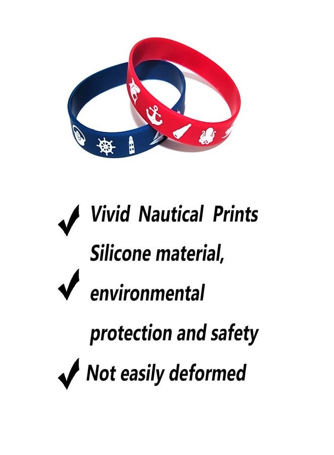 CupaPlay 24PCS Nautical Rubber Bracelet Silicone Wristbands-Nautical Themed Party Supplies Decorations Coastal Beach/Birthday /Classroom School Prizes Rewards Favors - Image 2